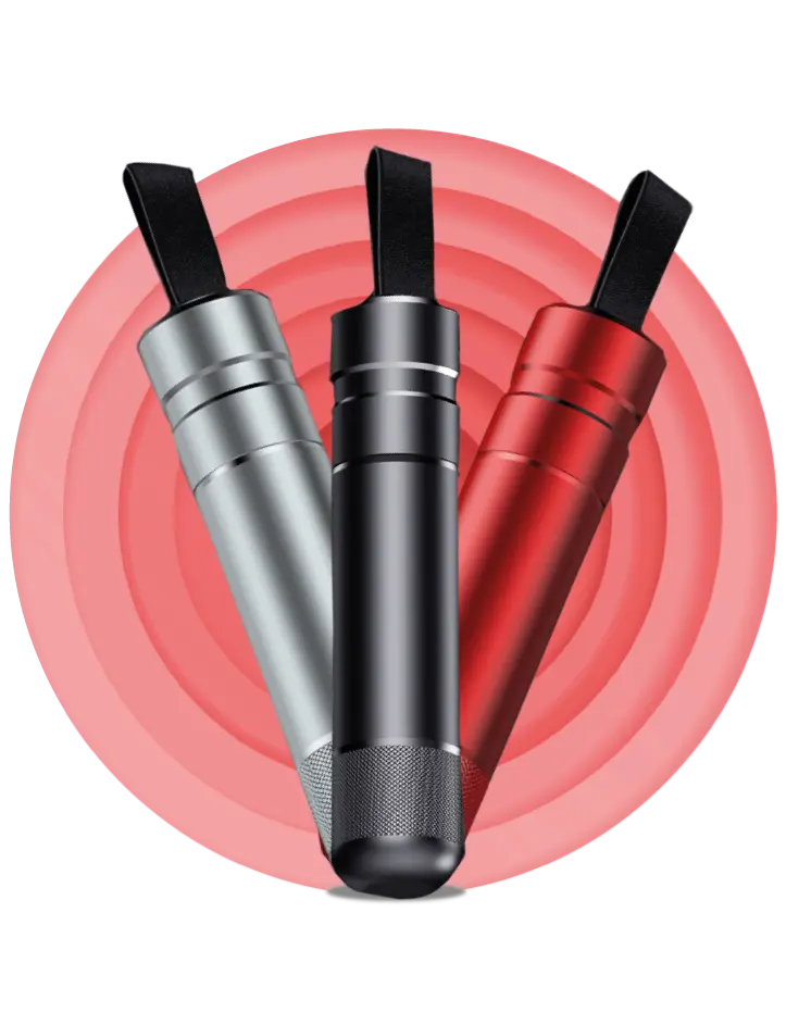 SafeHammer escape tool in silver, black, and red